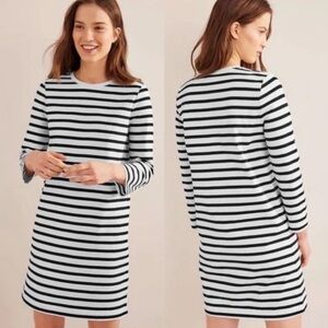 BODEN Jersey Mini T-Shirt Dress Ivory and Black Stripe